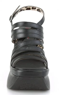 Demonia PACE-33 Black Vegan Leather Wedge Sandals