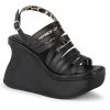 Demonia PACE-33 Black Vegan Leather Wedge Sandals