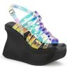 Demonia PACE-33 Transparent Holographic Vegan Wedge Sandals Shoes