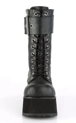 Demonia Shoes PETROL-150 Black Vegan Leather Combat Boots