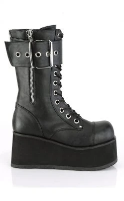 Demonia Shoes PETROL-150 Black Vegan Leather Combat Boots