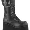 Demonia Shoes PETROL-150 Black Vegan Leather Combat Boots