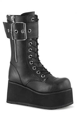 Demonia Shoes PETROL-150 Black Vegan Leather Combat Boots