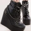Demonia POISON-101 Black Vegan Leather Platform Ankle Boots Shoes