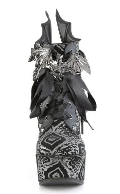 Demonia POISON-107 Black & Silver Faux Nubuck Ankle Boots Shoes