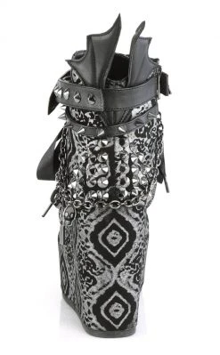 Demonia POISON-107 Black & Silver Faux Nubuck Ankle Boots Shoes