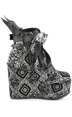 Demonia POISON-107 Black & Silver Faux Nubuck Ankle Boots Shoes