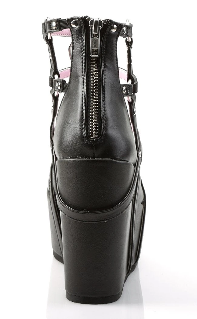 Demonia Shoes POISON-25-1 Black Vegan Leather Platform Wedges (AU Stock) 8 Demonia Shoes POISON-25-1 Black Vegan Leather Platform Wedges (AU Stock)