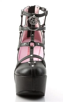 Demonia Shoes POISON-25-1 Black Vegan Leather Platform Wedges