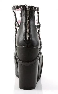 Demonia Shoes POISON-25-1 Black Vegan Leather Platform Wedges