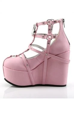 Demonia POISON-25-2 Baby Pink Vegan Leather Platform Wedges