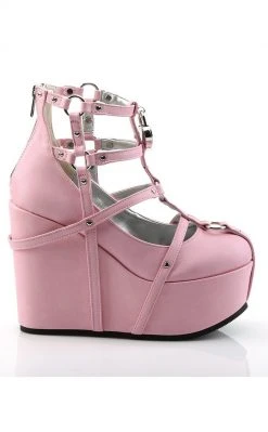 Demonia POISON-25-2 Baby Pink Vegan Leather Platform Wedges