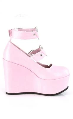 Demonia Shoes POISON-99-2 Baby Pink Vegan Leather Platform Mary Janes