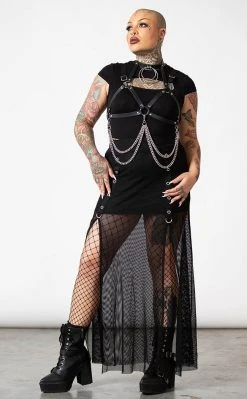 Killstar Paragon Fishnet Maxi Skirt Clothing
