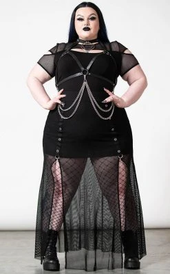 Killstar Paragon Fishnet Maxi Skirt Clothing