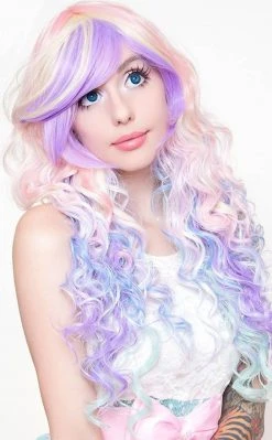 Rockstar Wigs Beauty Pastel Rainbow Rock Long Curly Wig
