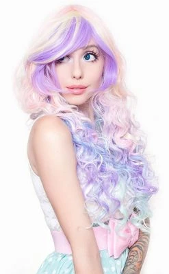 Rockstar Wigs Beauty Pastel Rainbow Rock Long Curly Wig