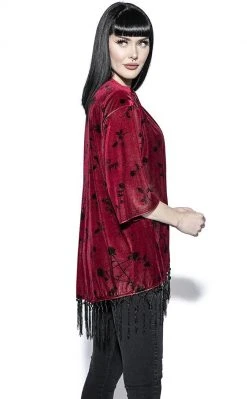 BlackCraft Pentagram Rose Velvet Kimono
