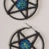 TB Pentagram With Blue Druzy Plug Hoops | Earrings