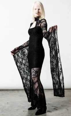 Killstar Clothing Phenomena Lace Maxi Dress | Black