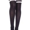 Music Legs Playing Games Athletic Striped Thigh Socks - Black