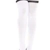 Music Legs Playing Games Athletic Striped Thigh Socks - White