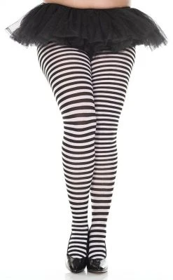 Music Legs Plus Size Small Stripe Pantyhose | Choose Colour Clothing