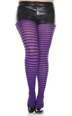 Music Legs Plus Size Small Stripe Pantyhose | Choose Colour Clothing