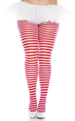 Music Legs Plus Size Small Stripe Pantyhose | Choose Colour Clothing