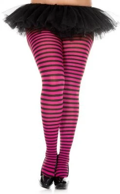 Music Legs Plus Size Small Stripe Pantyhose | Choose Colour Clothing