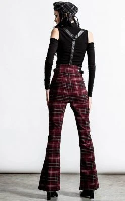 Killstar Clothing Prophet Of Doom Suspender Trousers | Blood Tartan