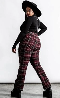 Killstar Clothing Prophet Of Doom Suspender Trousers | Blood Tartan