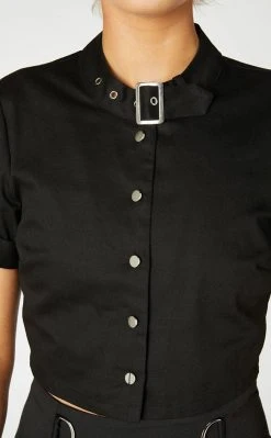Dangerfield Punk Buckle Crop Blouse