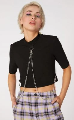 Dangerfield Clothing Punk Chain Jersey Crop Top