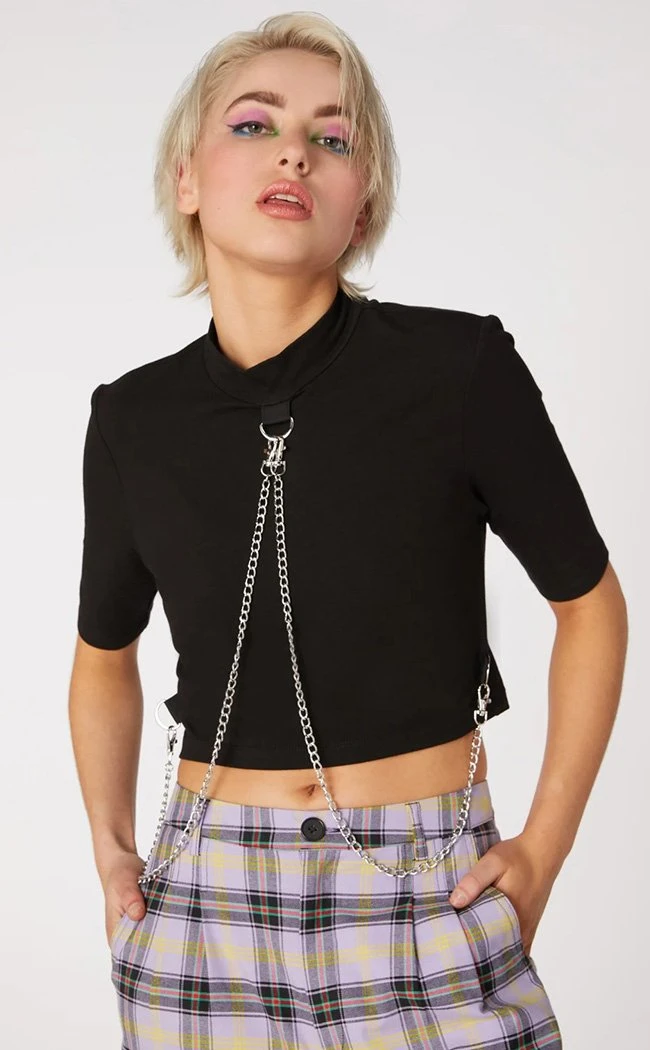 Dangerfield Clothing Punk Chain Jersey Crop Top 3 Dangerfield Clothing Punk Chain Jersey Crop Top
