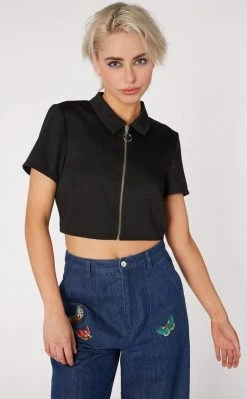 Dangerfield Clothing Punk Zip Up Twill Blouse