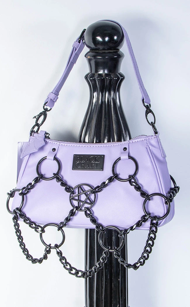BlackCraft New Arrivals Purple Pentagram Chain Top Handle Bag 3 BlackCraft New Arrivals Purple Pentagram Chain Top Handle Bag