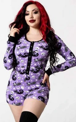 Killstar Purr Off Playsuit | Plum Clothing