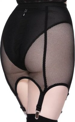 Killstar Clothing Pussy Power Fishnet Skirt | Black