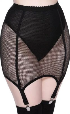 Killstar Clothing Pussy Power Fishnet Skirt | Black