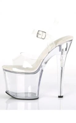 Pleaser RADIANT-708 Clear Black Heels Pole Shoes