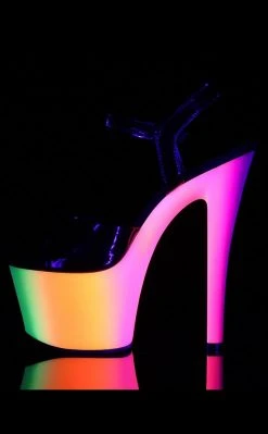 Pleaser RAINBOW-309UV Blk Pat/Neon Multi Heels