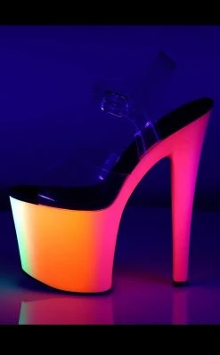 Pleaser RAINBOW-708UV Clr/Neon Multi Heels Pole Shoes