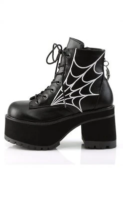 Demonia RANGER-105 Black Vegan Leather Platform Ankle Boots Shoes