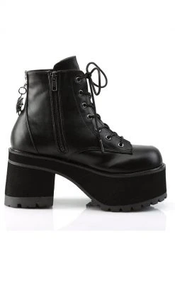 Demonia RANGER-105 Black Vegan Leather Platform Ankle Boots Shoes