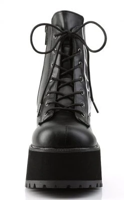 Demonia RANGER-105 Black Vegan Leather Platform Ankle Boots (Last Pair: Size 10) Sale