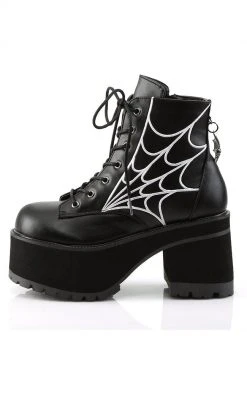 Demonia RANGER-105 Black Vegan Leather Platform Ankle Boots (Last Pair: Size 10) Sale