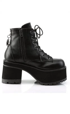 Demonia RANGER-105 Black Vegan Leather Platform Ankle Boots (Last Pair: Size 10) Sale