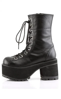 Demonia Shoes RANGER-301 Black Vegan Leather Platform Ankle Boots