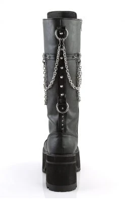 Demonia Shoes RANGER-303 Black Vegan Leather Platform Knee High Boots